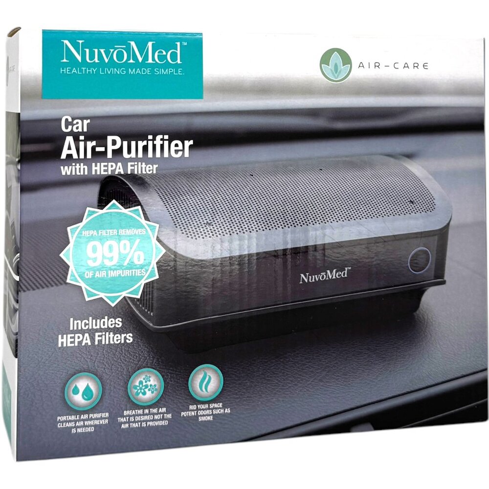NuvoMed Car Air Purifier True HEPA 12V Plug Portable Odor Remover Bonus Filter - Picture 3 of 8